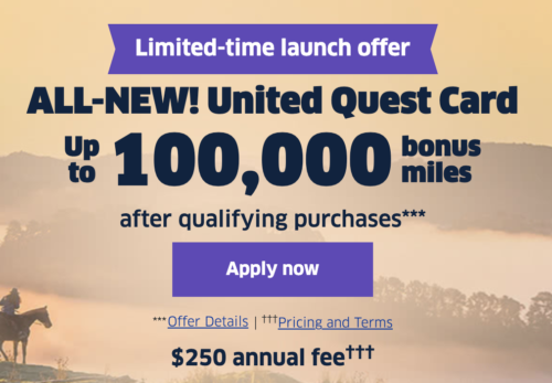 United Quest Card 100,000 Bonus Mile Offer