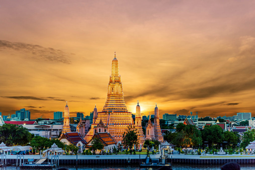 Thailand Temple at Sunset