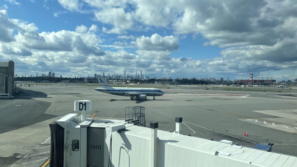 American's "Piedmont Pacemaker" pulls out of gate D1 at LaGuardia airport, New York City