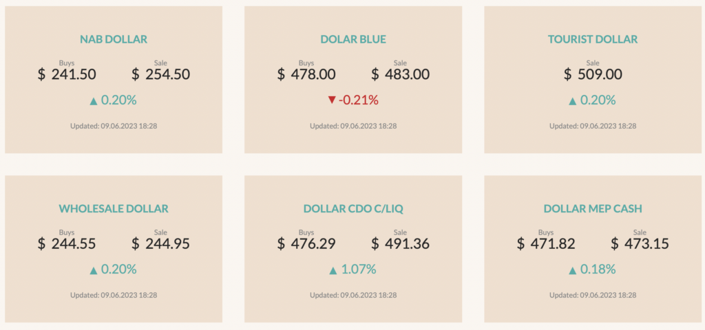 Cronista, Argentina's business newspaper, lists the blue dollar rate alongside the official on its website.
