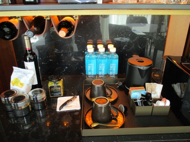 Coffee and beverage area in suite