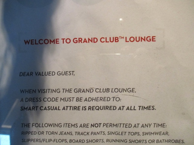 Dress code at the Grand Club Melbourne Lounge