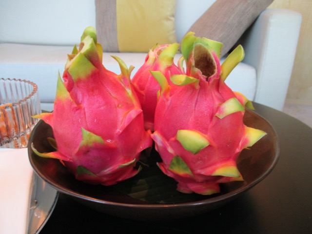Dragon fruit welcome gift in Park Hyatt Bangkok suite