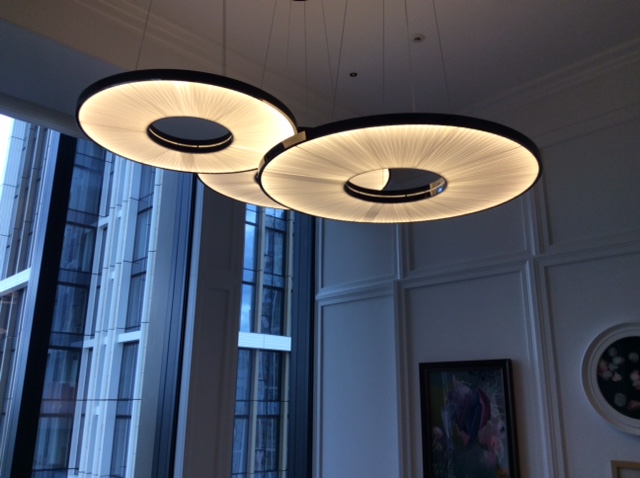 Ceiling light in living room of Park Hyatt London suite